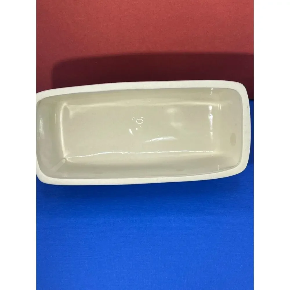Royal Ceramic Butter Dish Blue & Cream Red Dots are Raised